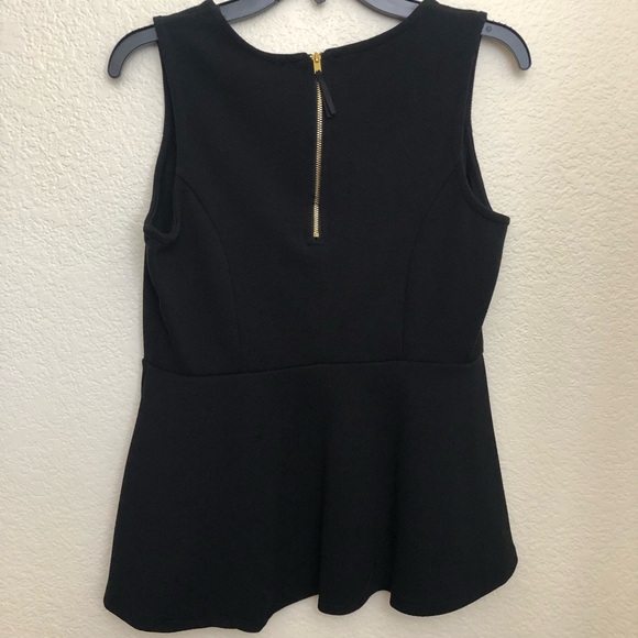 ELLE Womens Small Black Peplum V-Neck Top Knit Tank Sleeveless NWT $40 - Picture 9 of 14